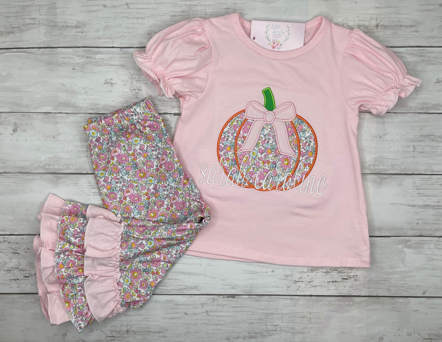 Perfectly Pink Fall Floral Girls Pumpkin Set