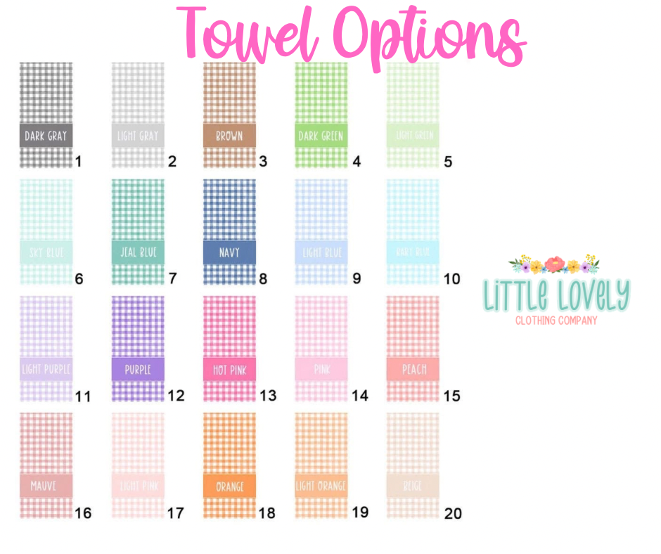 GINGHAM NAME TOWELS, ETA: March to LLCCO