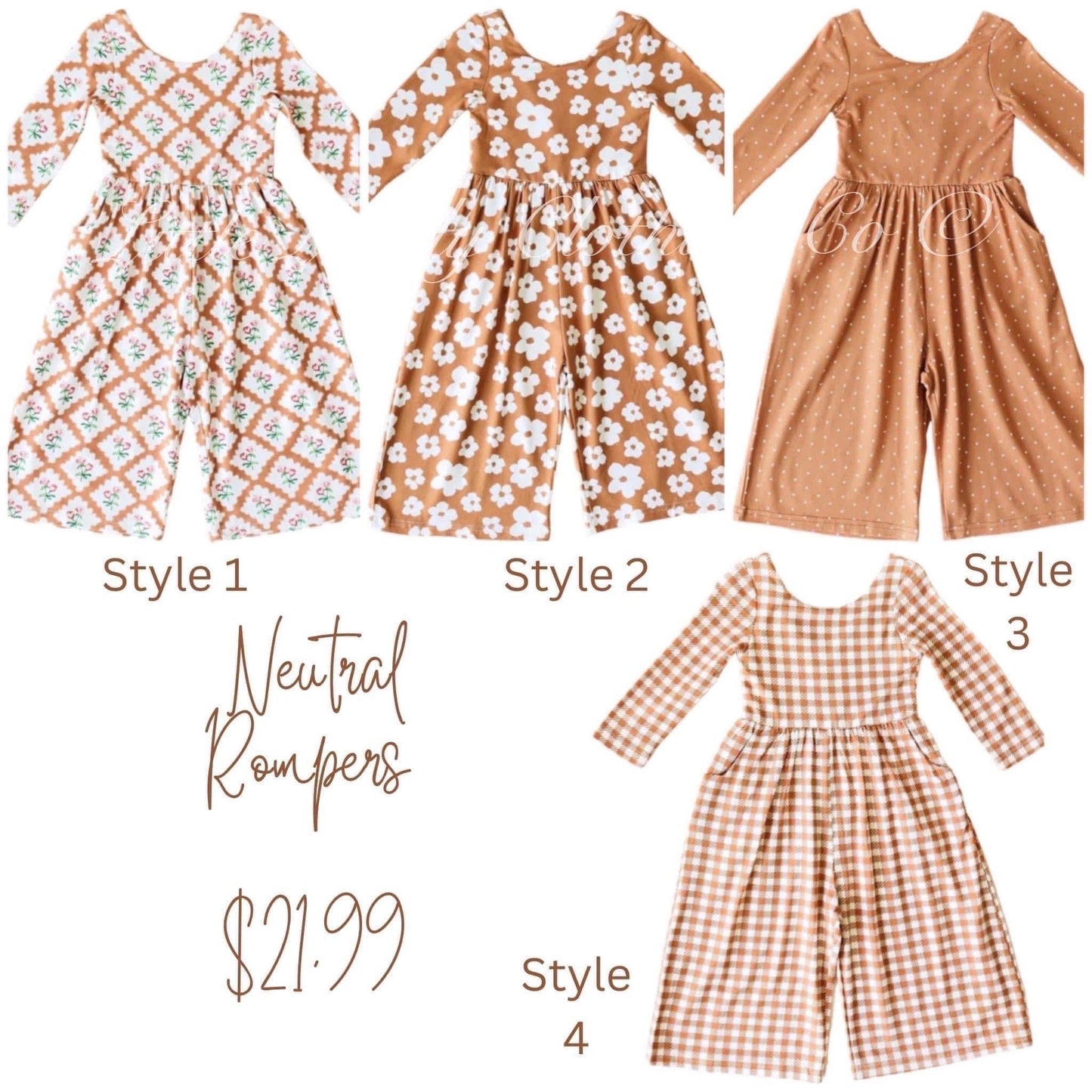 Neutral Leggy Rompers Presale ETA Dec to LLCCO