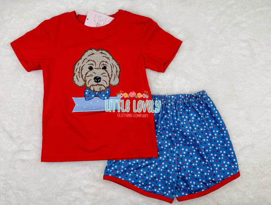 Patriotic Dapper Doodle Boys Short Set