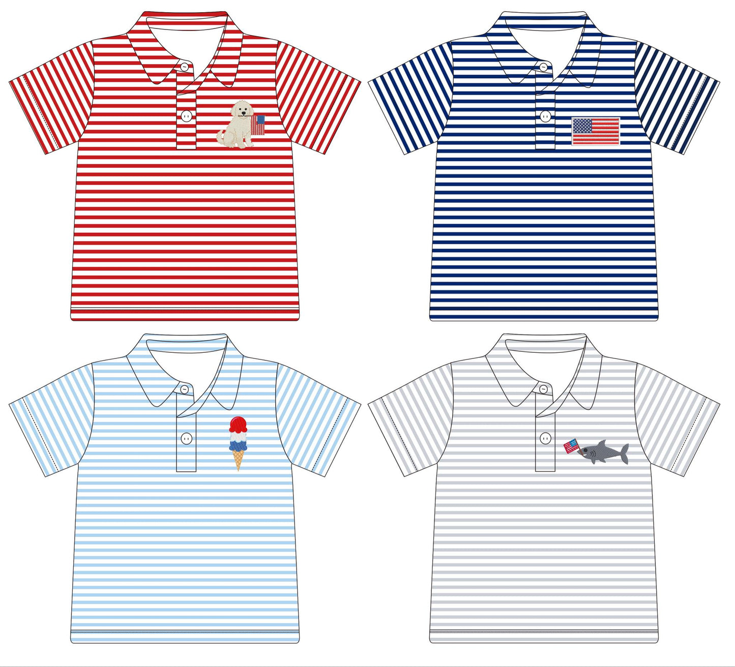 BOYS PATRIOTIC POLOS, ETA: MAY TO LLCCO