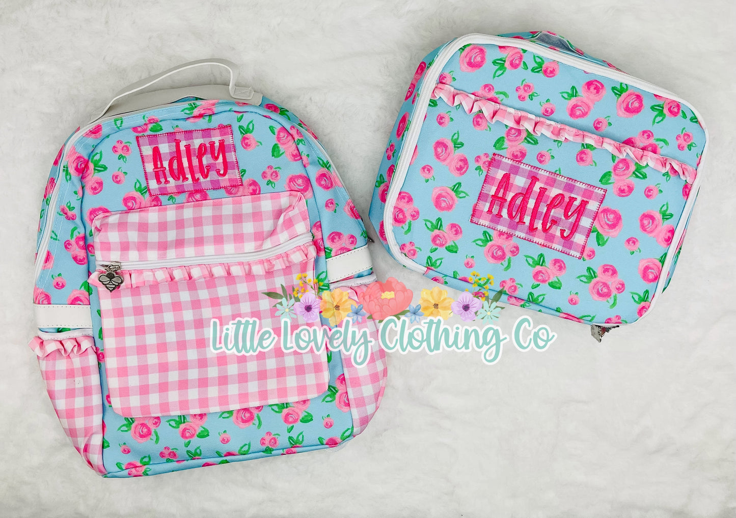 Watercolor Roses Bookbag and Lunch Box
