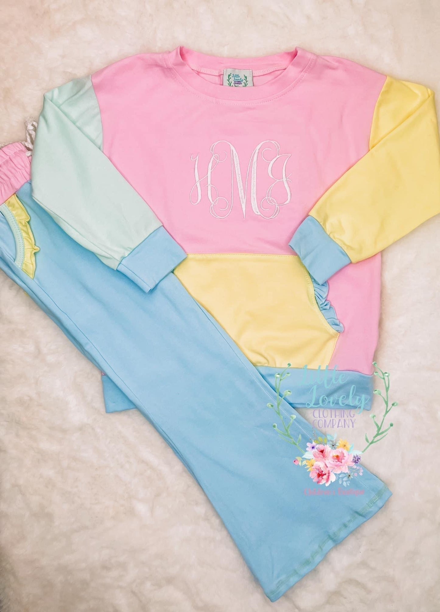 Color Block Jogger Girls Pant Set ETA Late Feb to LLCCO then to Customers