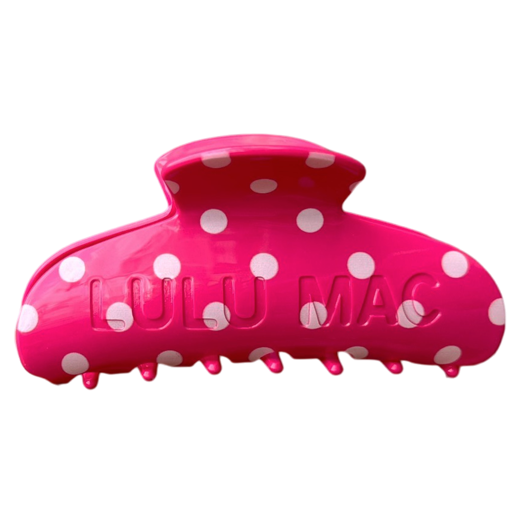 LULU MAC HAIR CLIPS LM-HR-1001-Hot Pink/White Dot β Presale ETA Late November