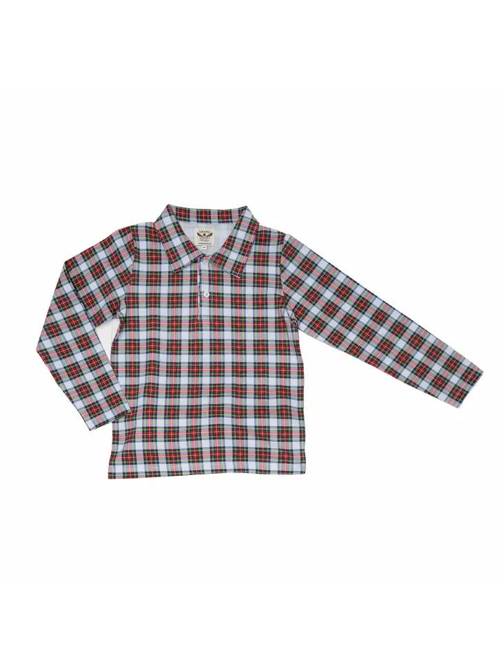 Boys Christmas Plaid Polo