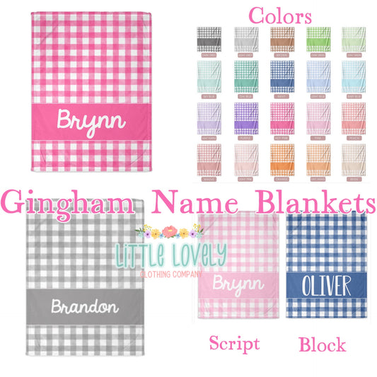 GINGHAM CUSTOM NAME BLANKETS, ETA: Early Dec