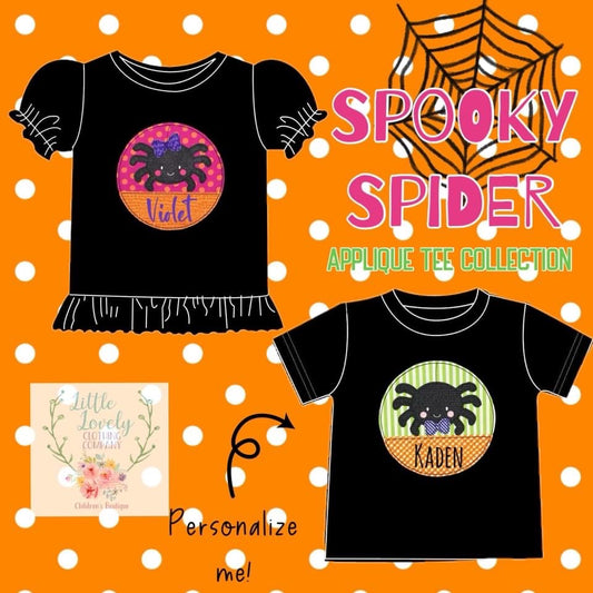 Spooky Spider Applique Tee Collection Presale ETA Sept Then to Customers