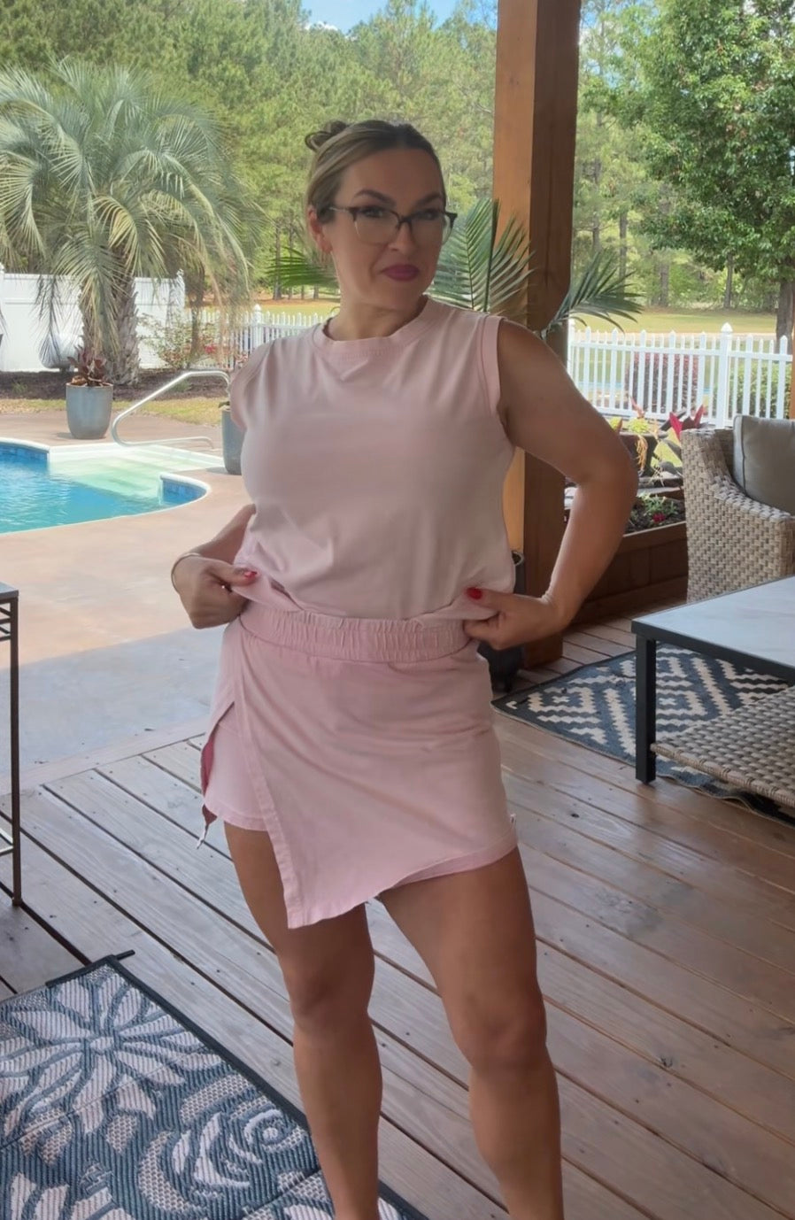 Blush Mineral Wash Skort Set