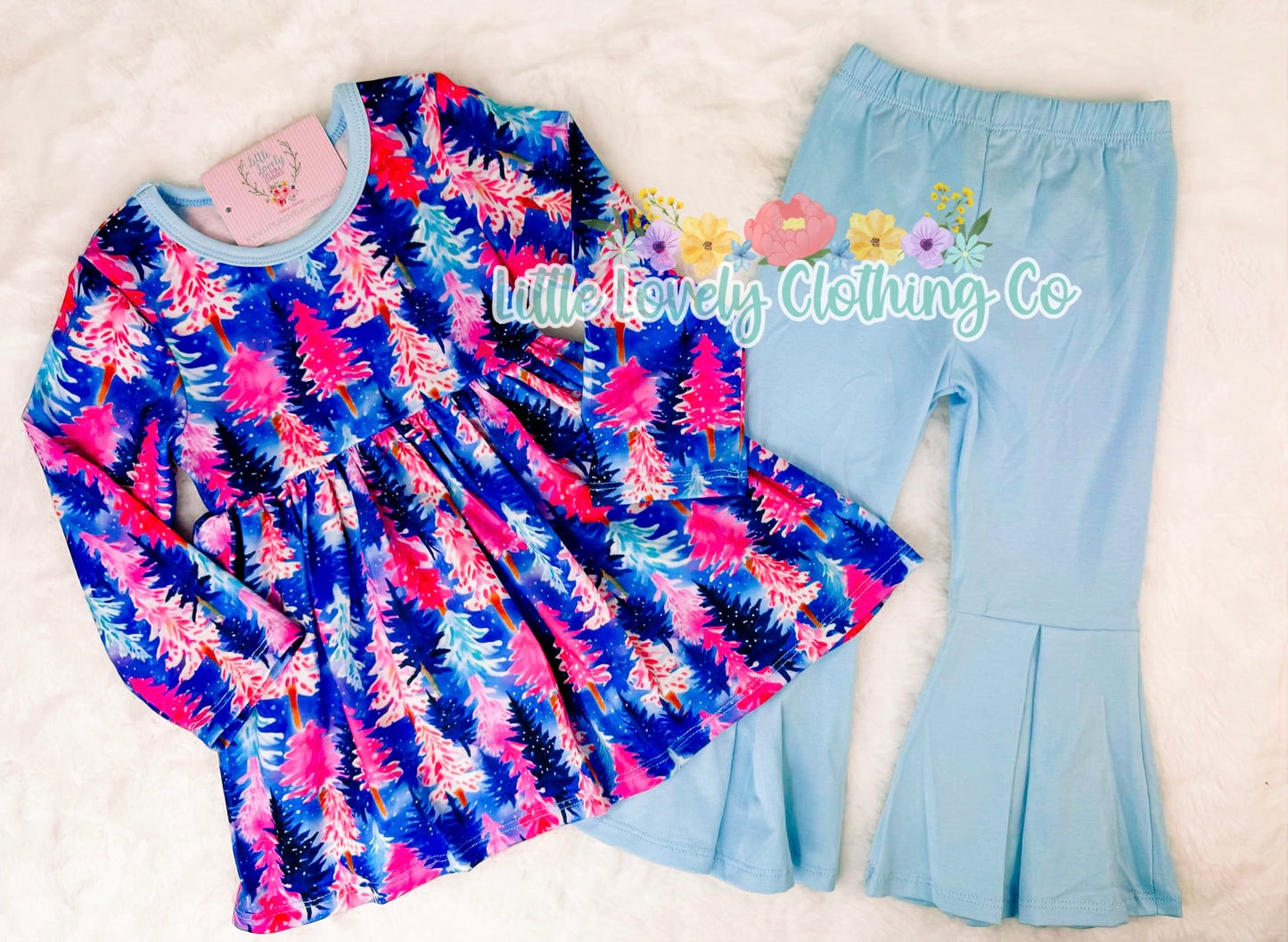Preppy Pink & Blue Trees Set-2T