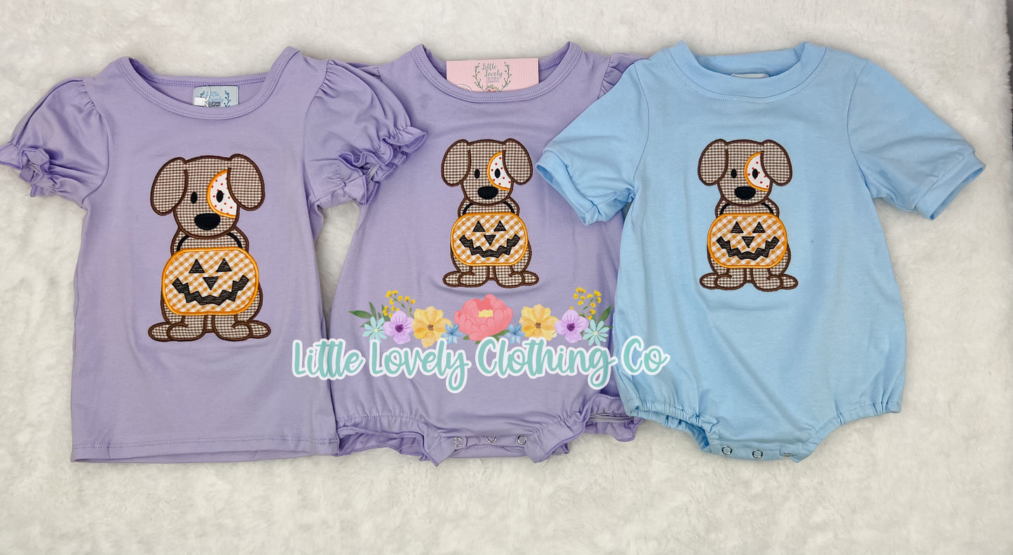 Jack-O-Lantern Puppy Girls Bubble and Tee