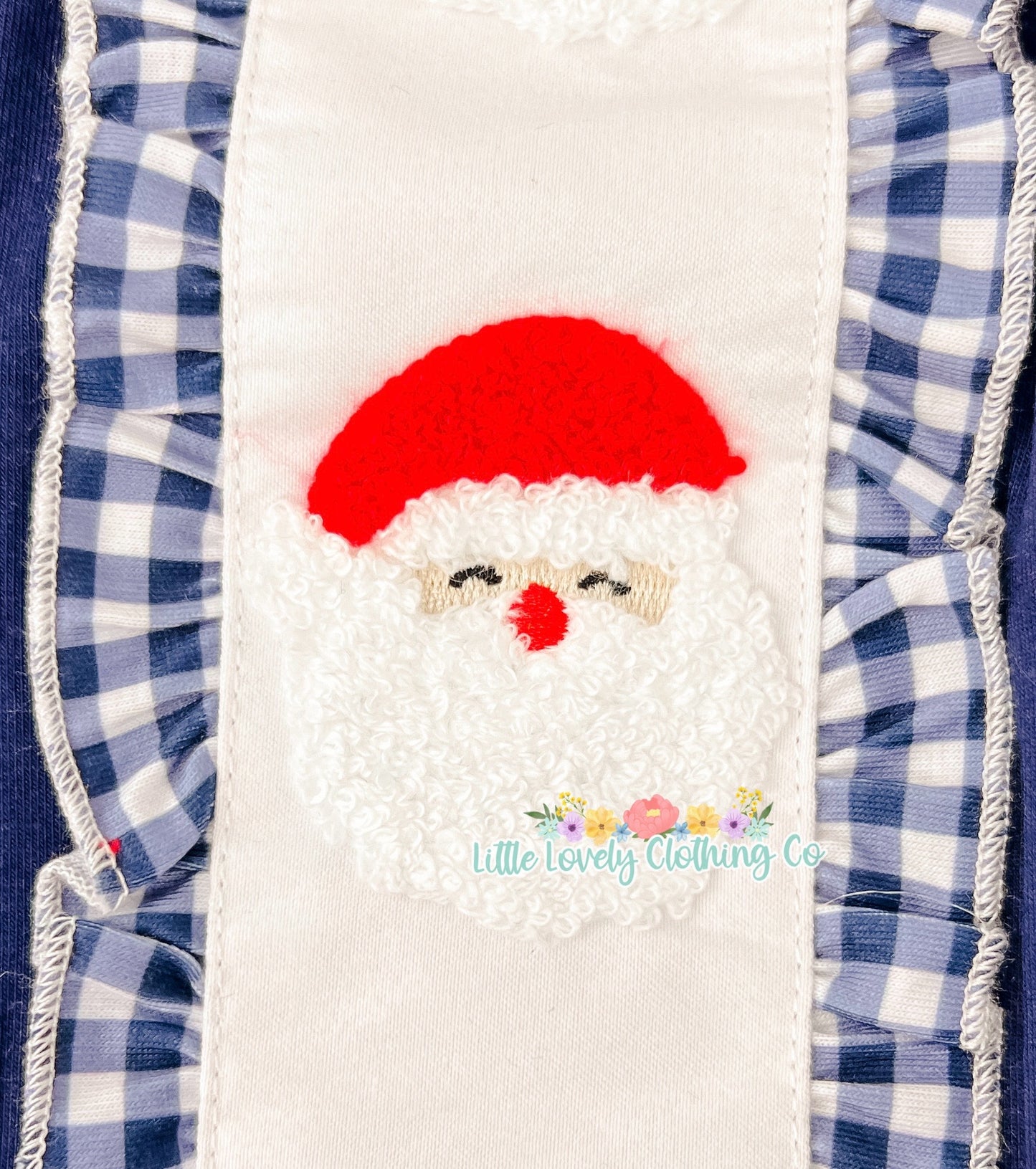 Navy French Knot Santa Button Up Boys Shirt