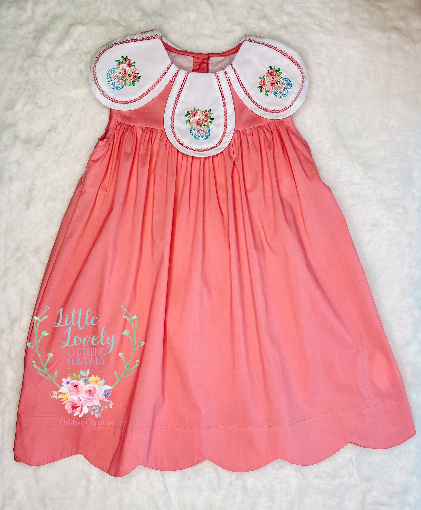 Coral Grandmillenial Tulip Dress