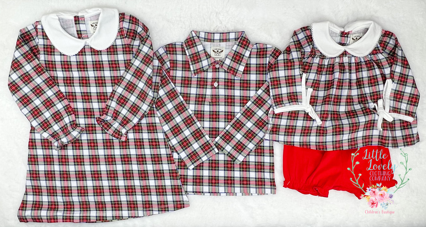 Mary Charlotte Christmas Plaid Bloomer Set
