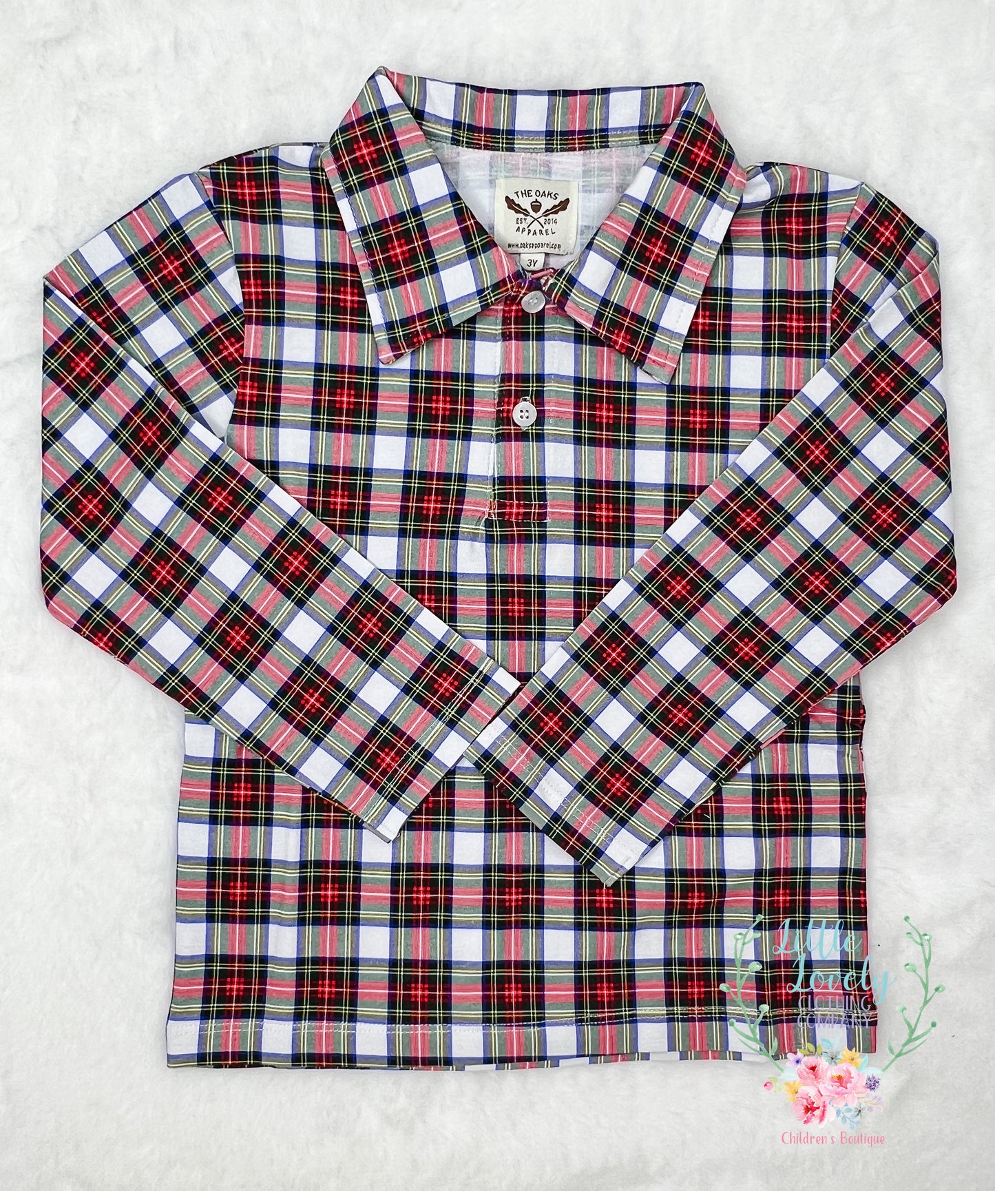 Boys Christmas Plaid Polo