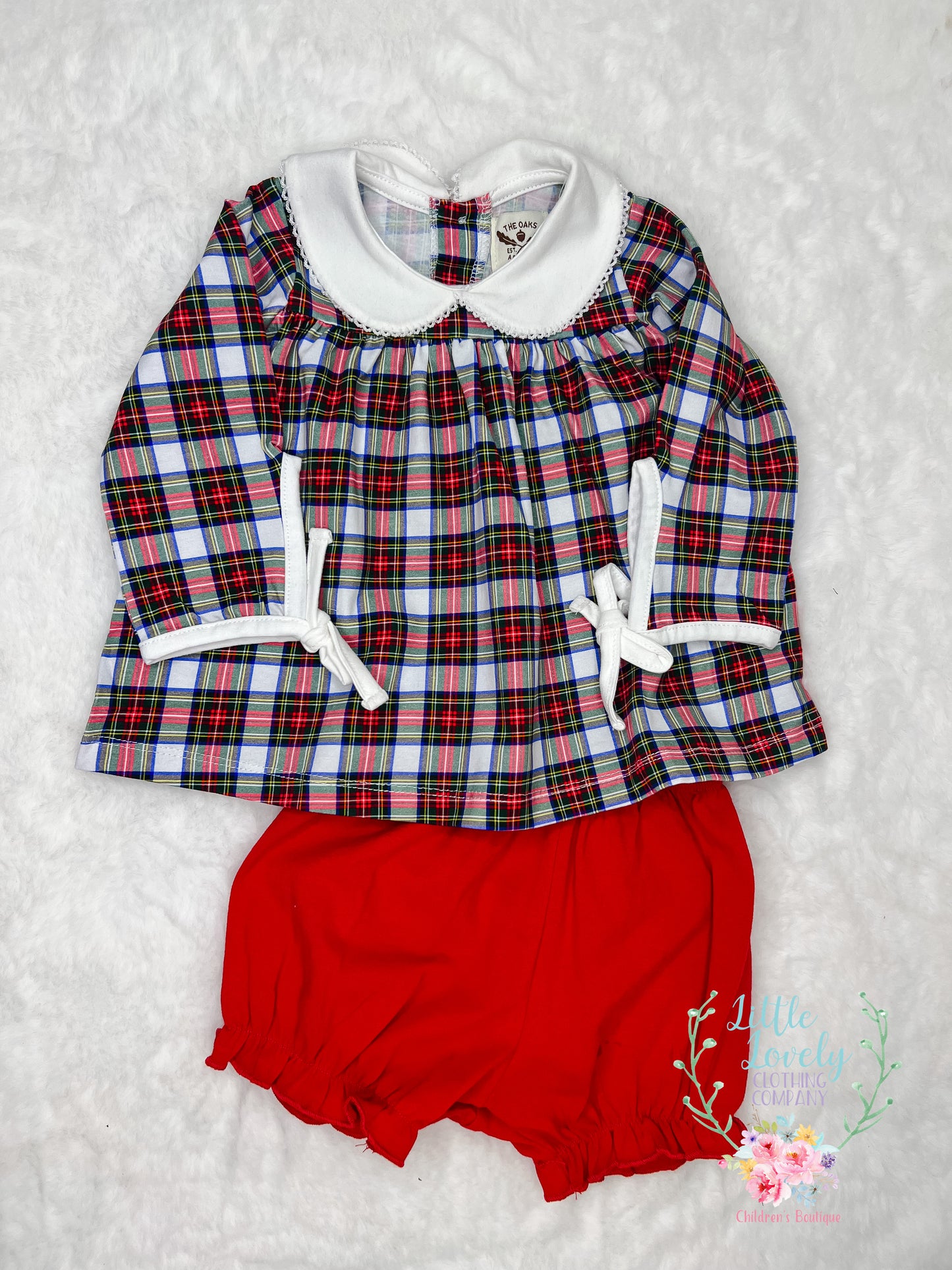 Mary Charlotte Christmas Plaid Bloomer Set