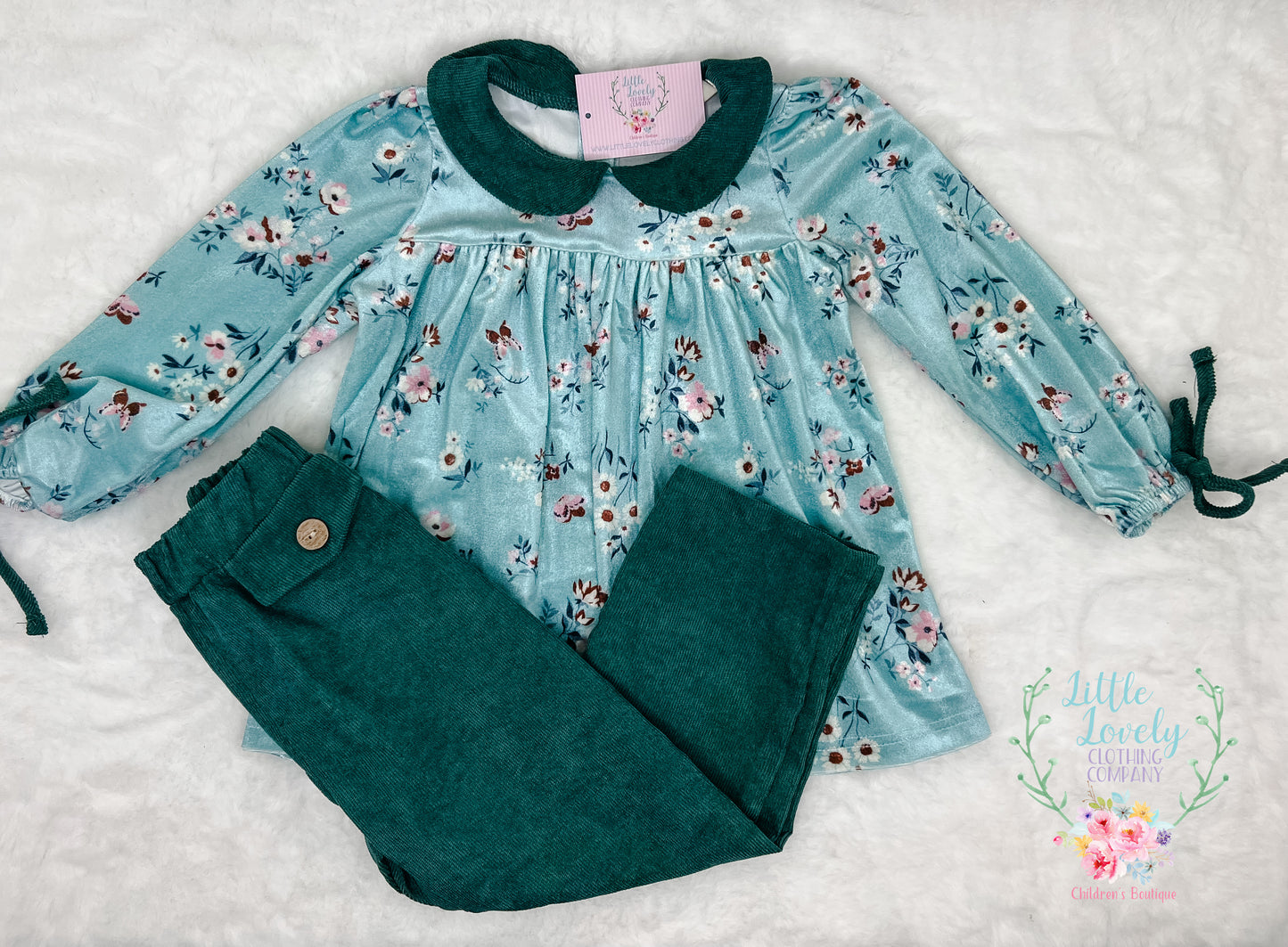 Jenna Teal Corduroy Pant Set