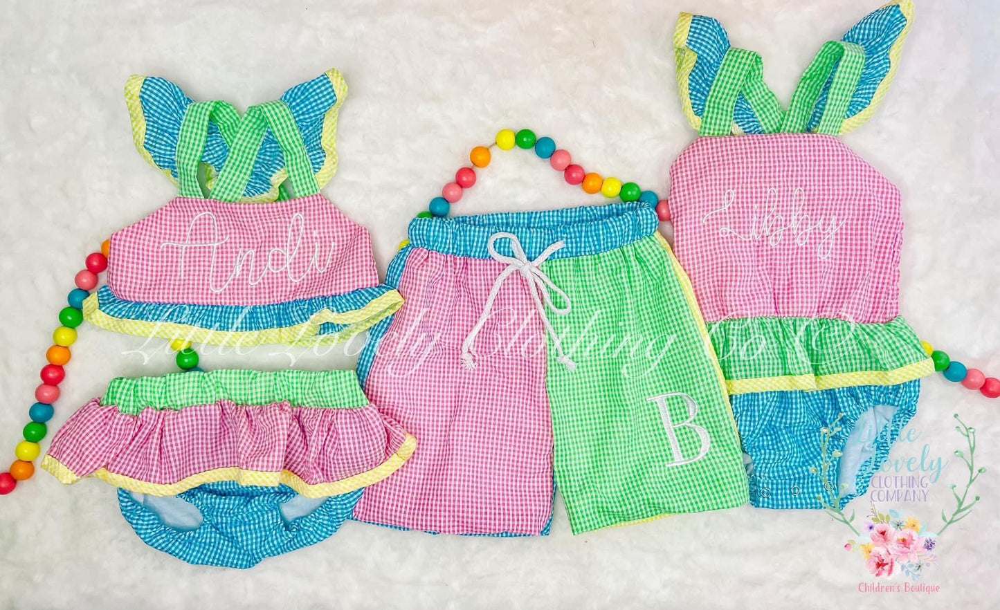 Color Block Seersucker Bikini