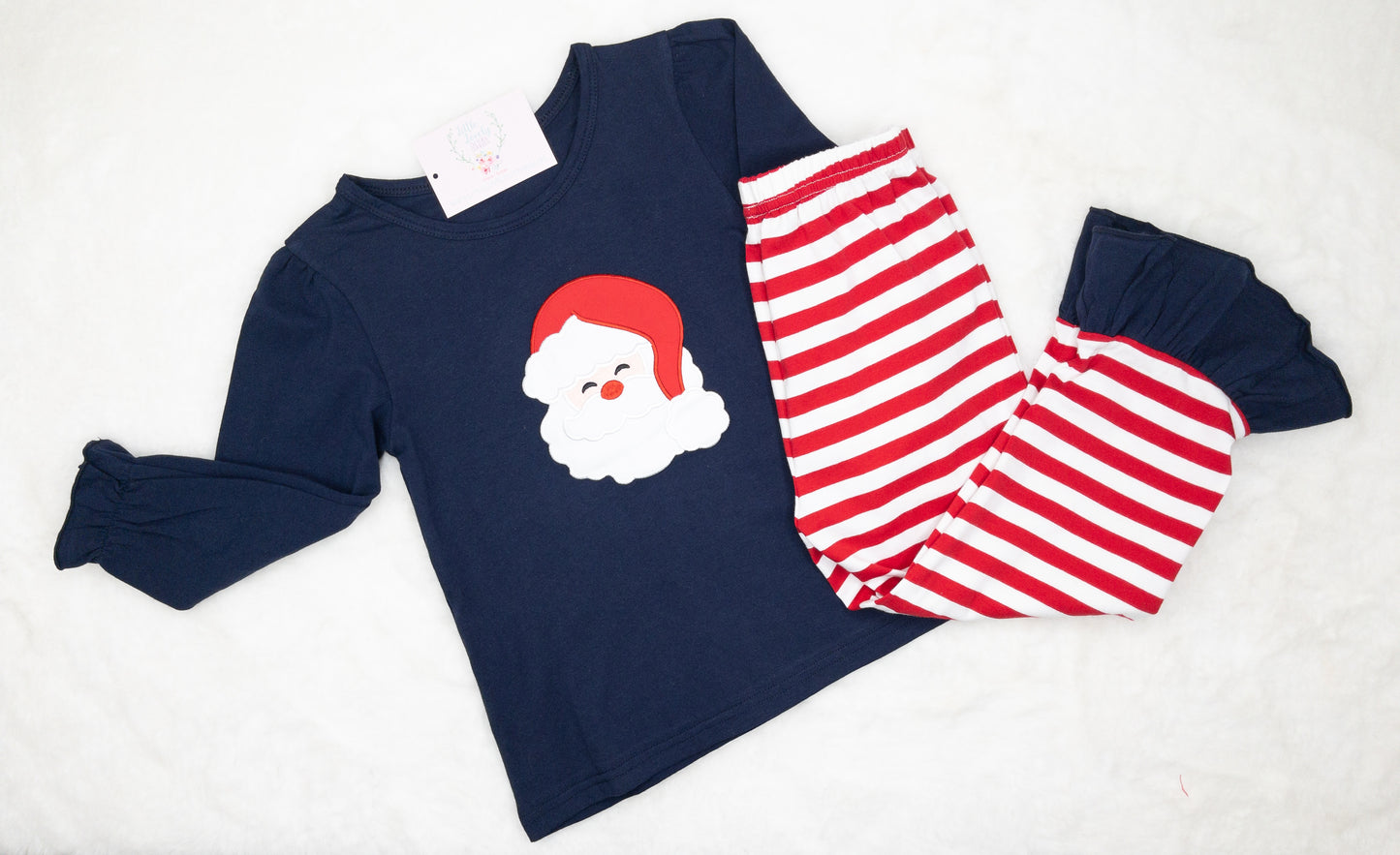 Navy Santa Girls Set