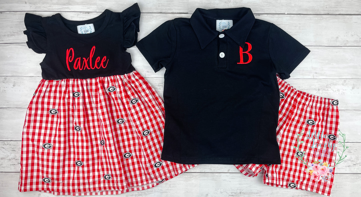 Embroidered Dawg Polo Short Set