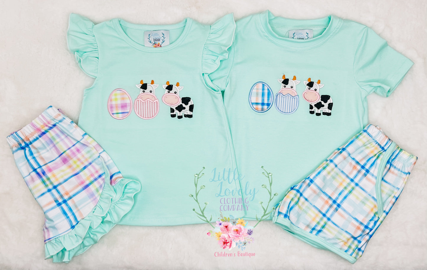 Peek-A-Moo Cow Boys Short Set