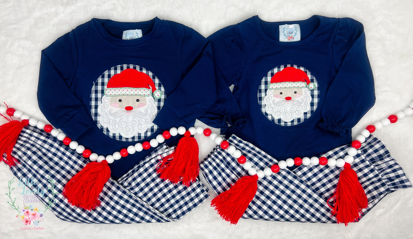 Jolly Navy Santa Girls Pant Set-4T
