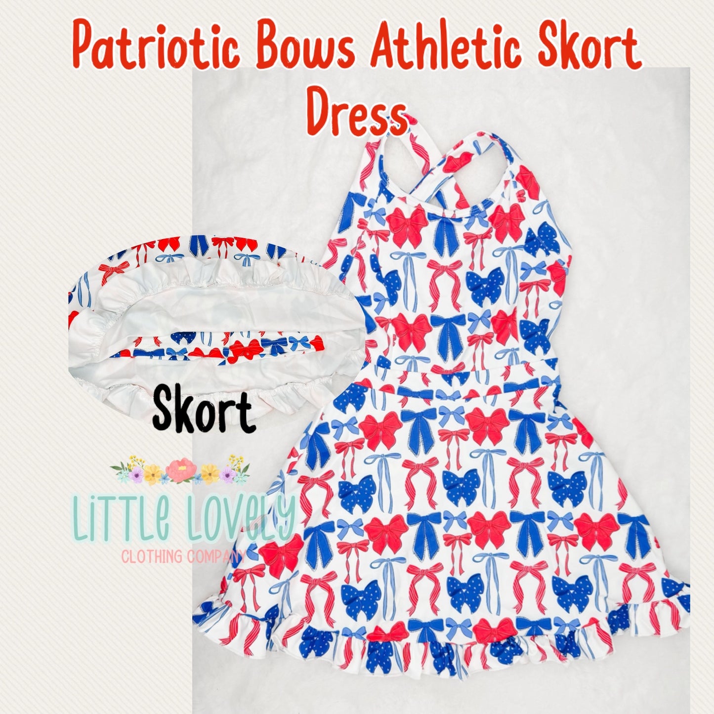 PATRIOTIC BOWS ATHLETIC SKORT DRESS