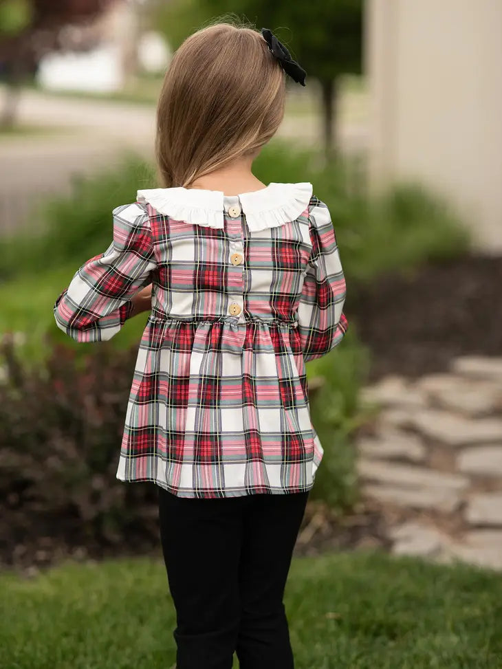 Holiday Plaid Girls Pant Set