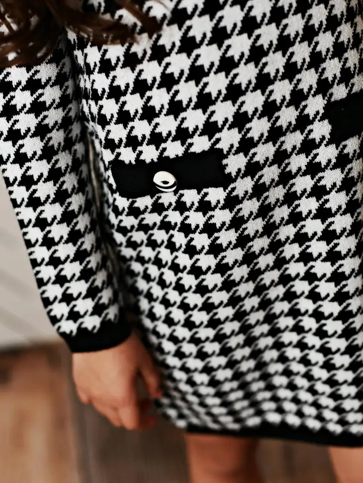 Houndstooth Girls Sweater Dress