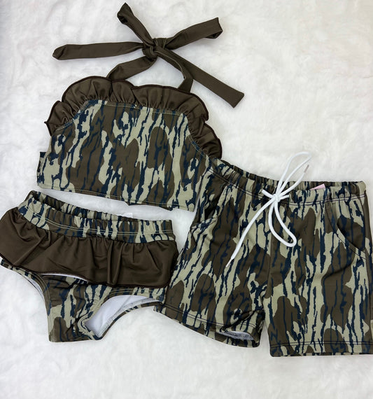 Tree Camo Girls Swim