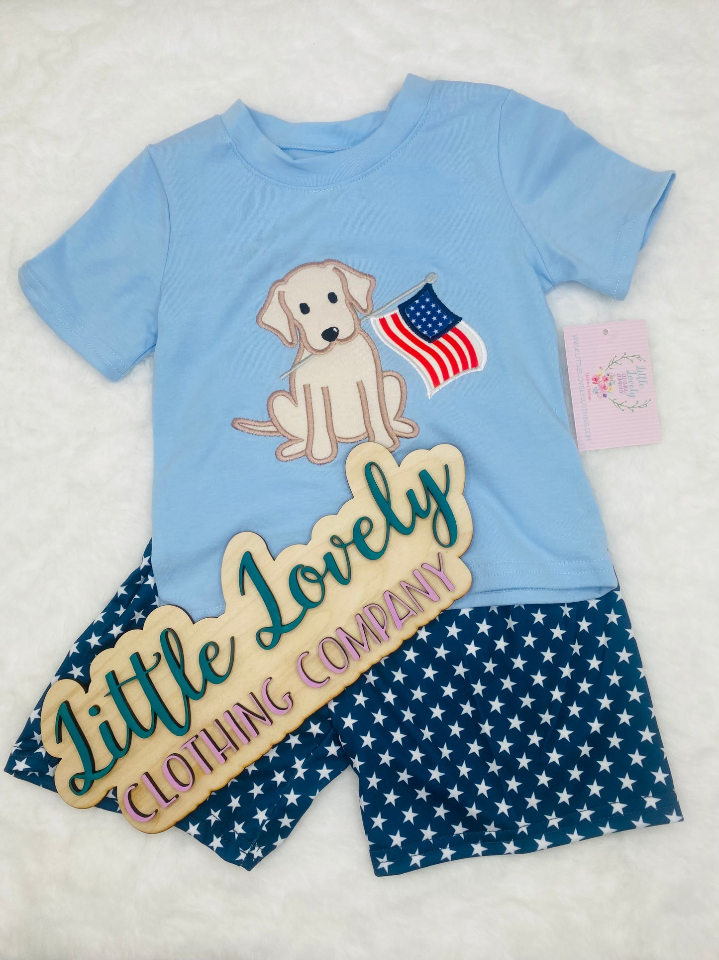 Flag Pup Boys Short Set