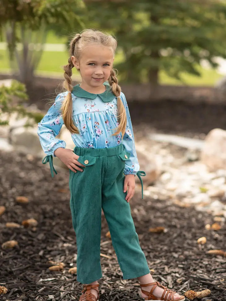 Jenna Teal Corduroy Pant Set