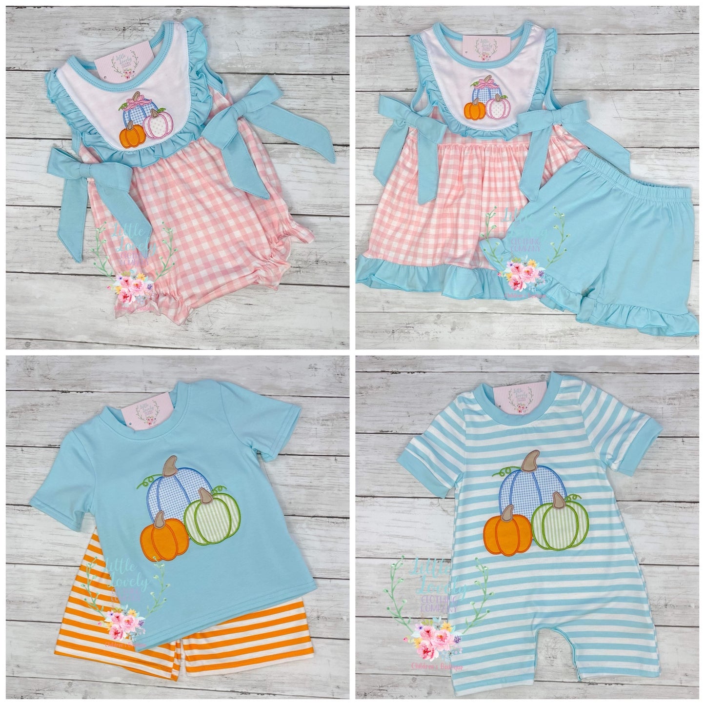 Colorful Pumpkin Trio Boy Romper