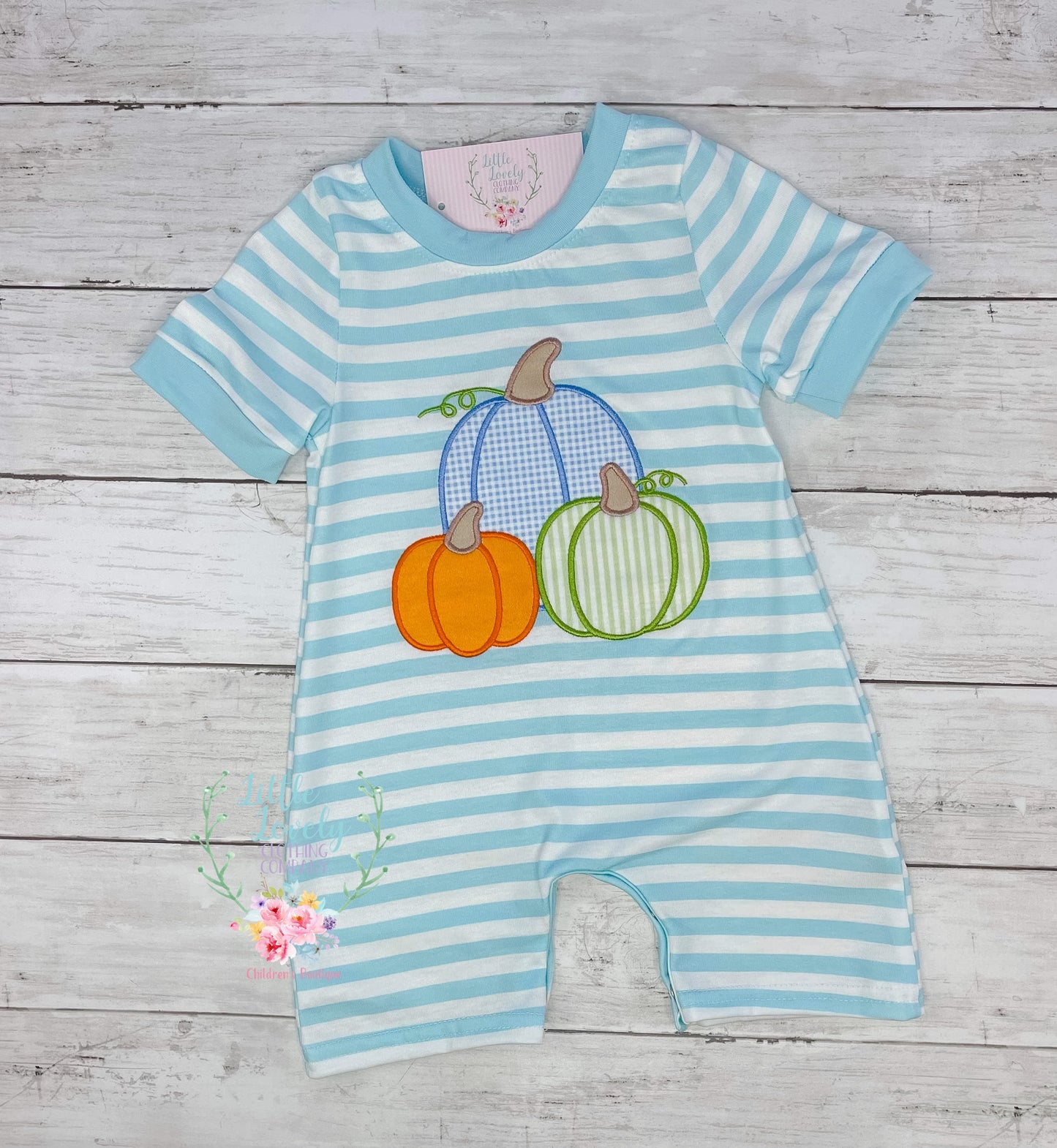 Colorful Pumpkin Trio Boy Romper
