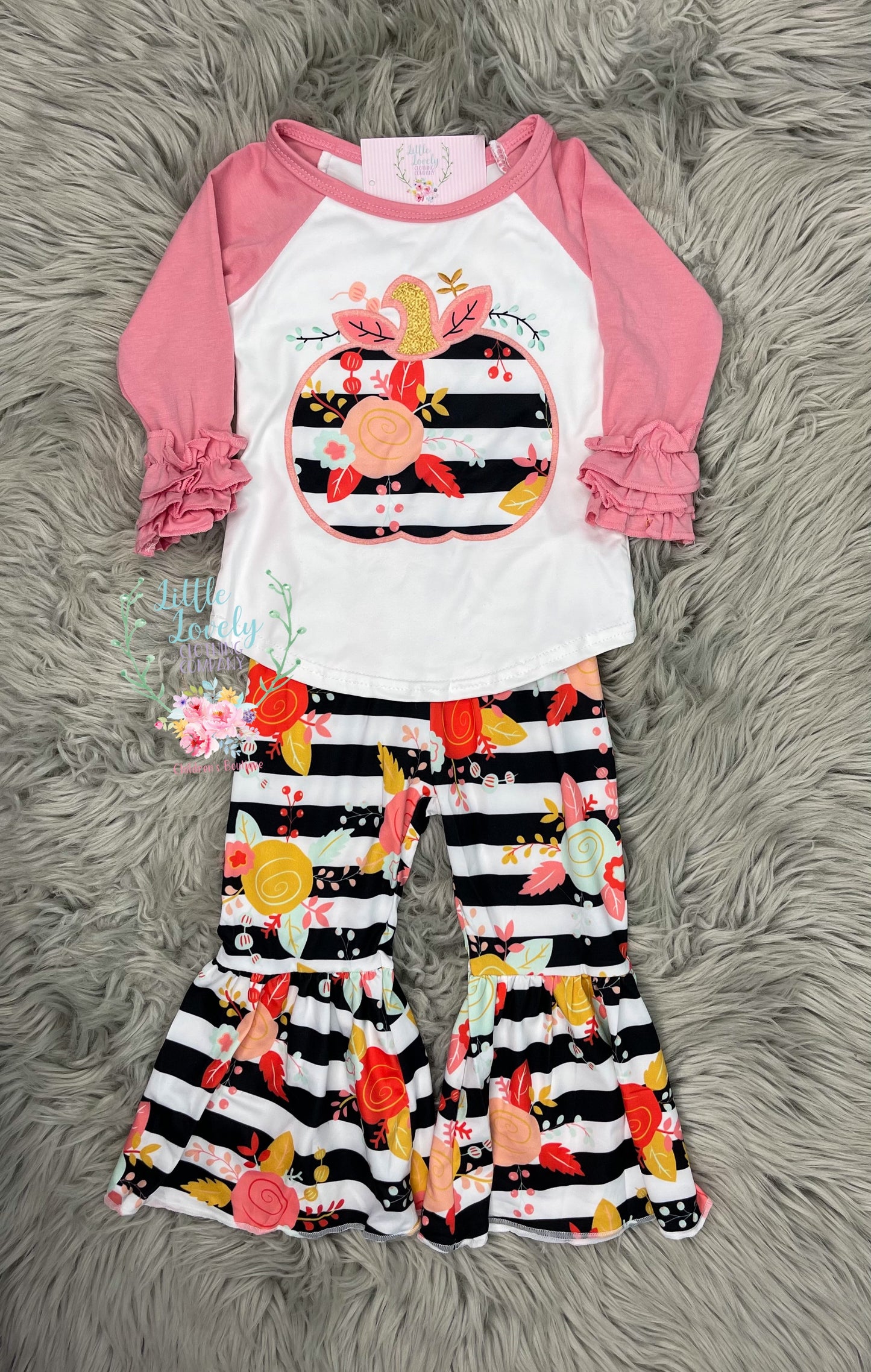 Floral Stripe Pumpkin Bell Set