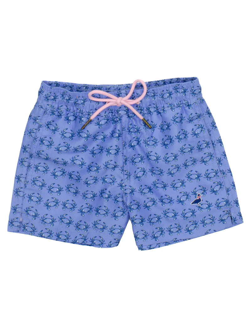 Blue Crab Swim Trunks-Properly Tied