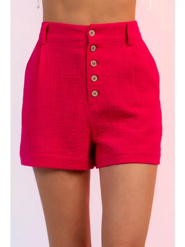 Mila Hot Pink Linen Shorts
