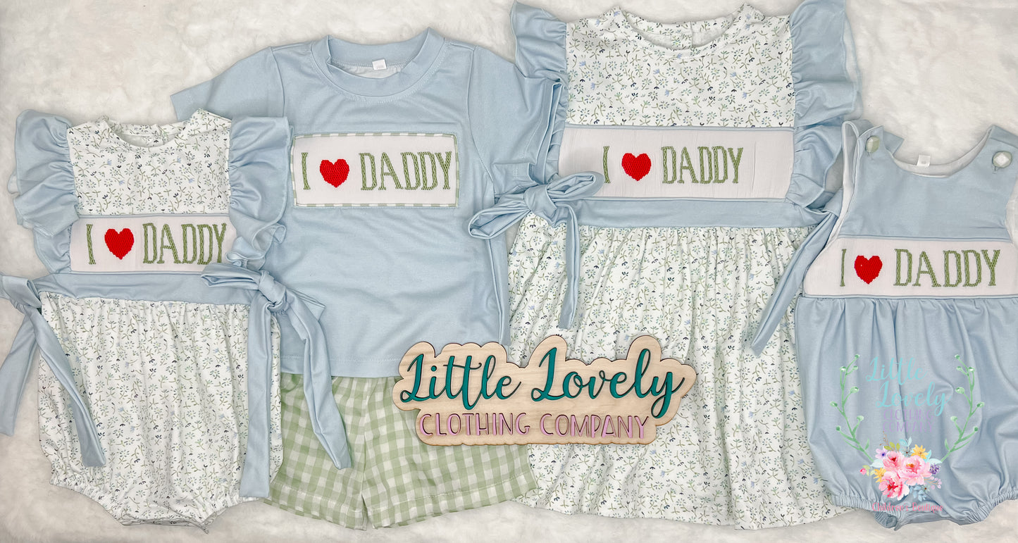 I Love Daddy Smocked Boys Bubble