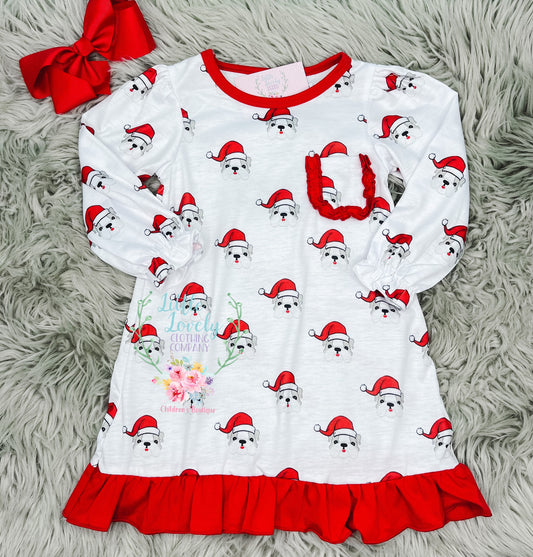 Dog Christmas Girls SLEEP DRESS