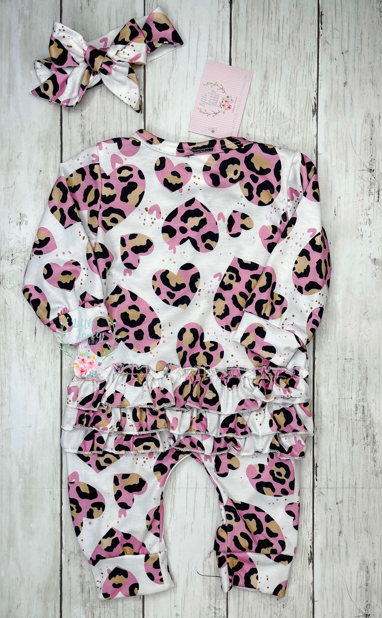 Leopard Hearts Girl Romper