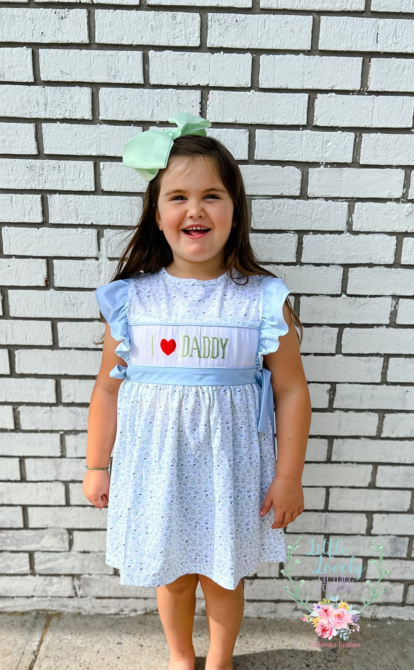 I Love Daddy Smocked Girls Dress