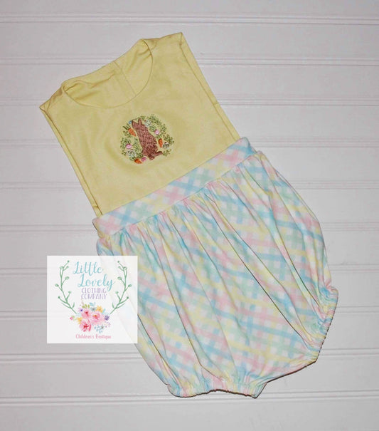 Boys Pastel Bunny Embroidered Bubble