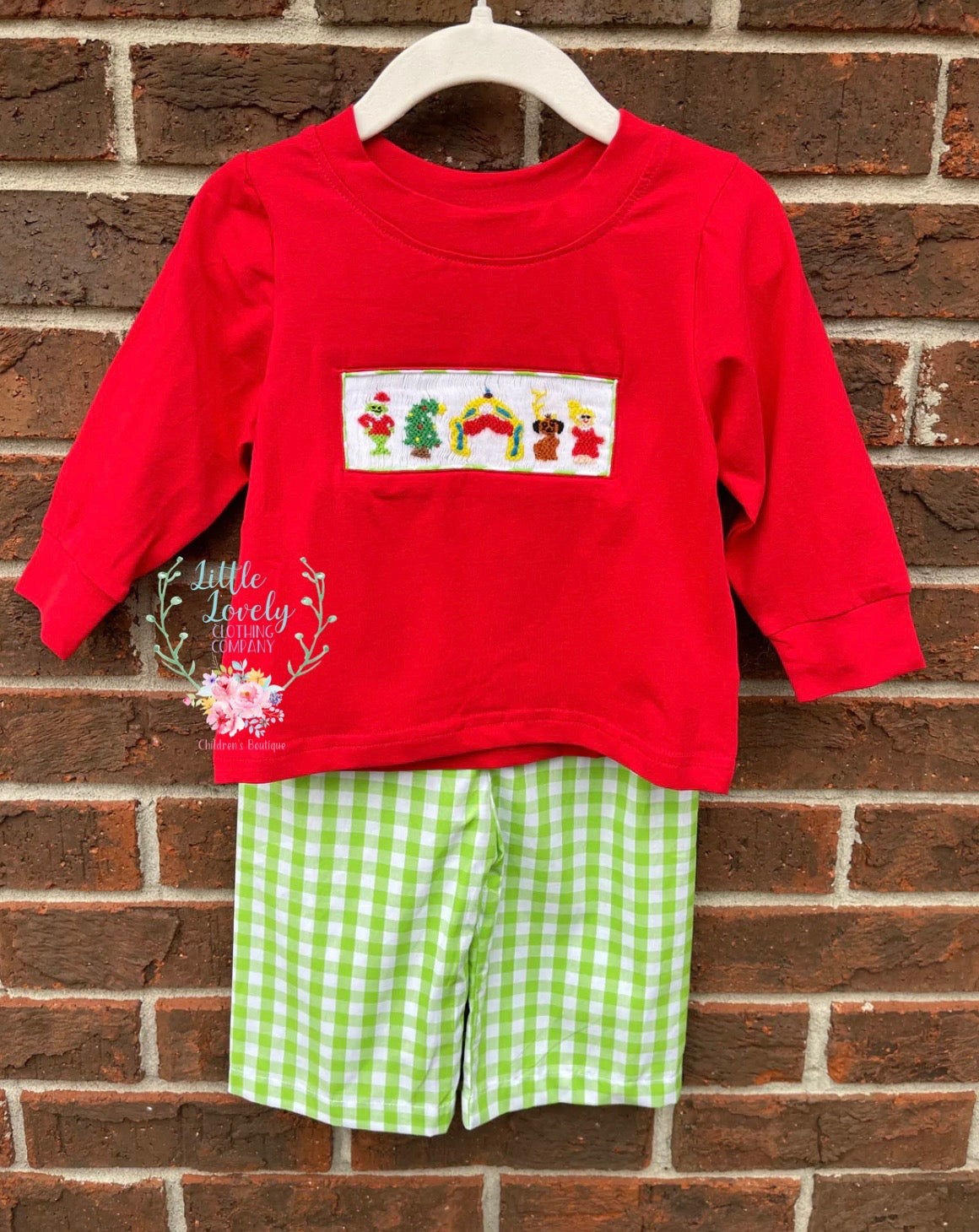 Mean Green One Smocked Boy Set