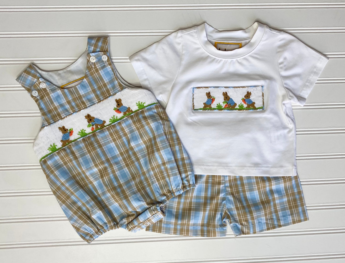 Smocked Bunny Boys Short Set & Bubble