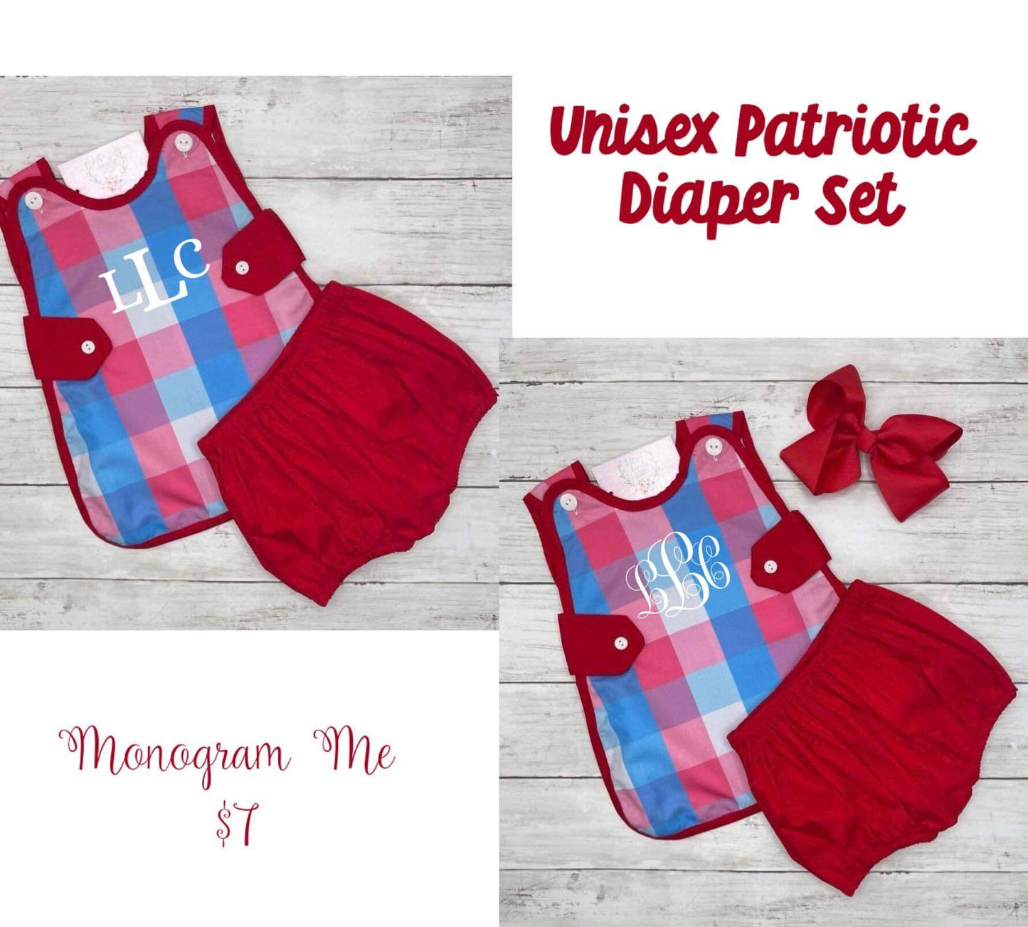 Patriotic Plaid Diaper Set
