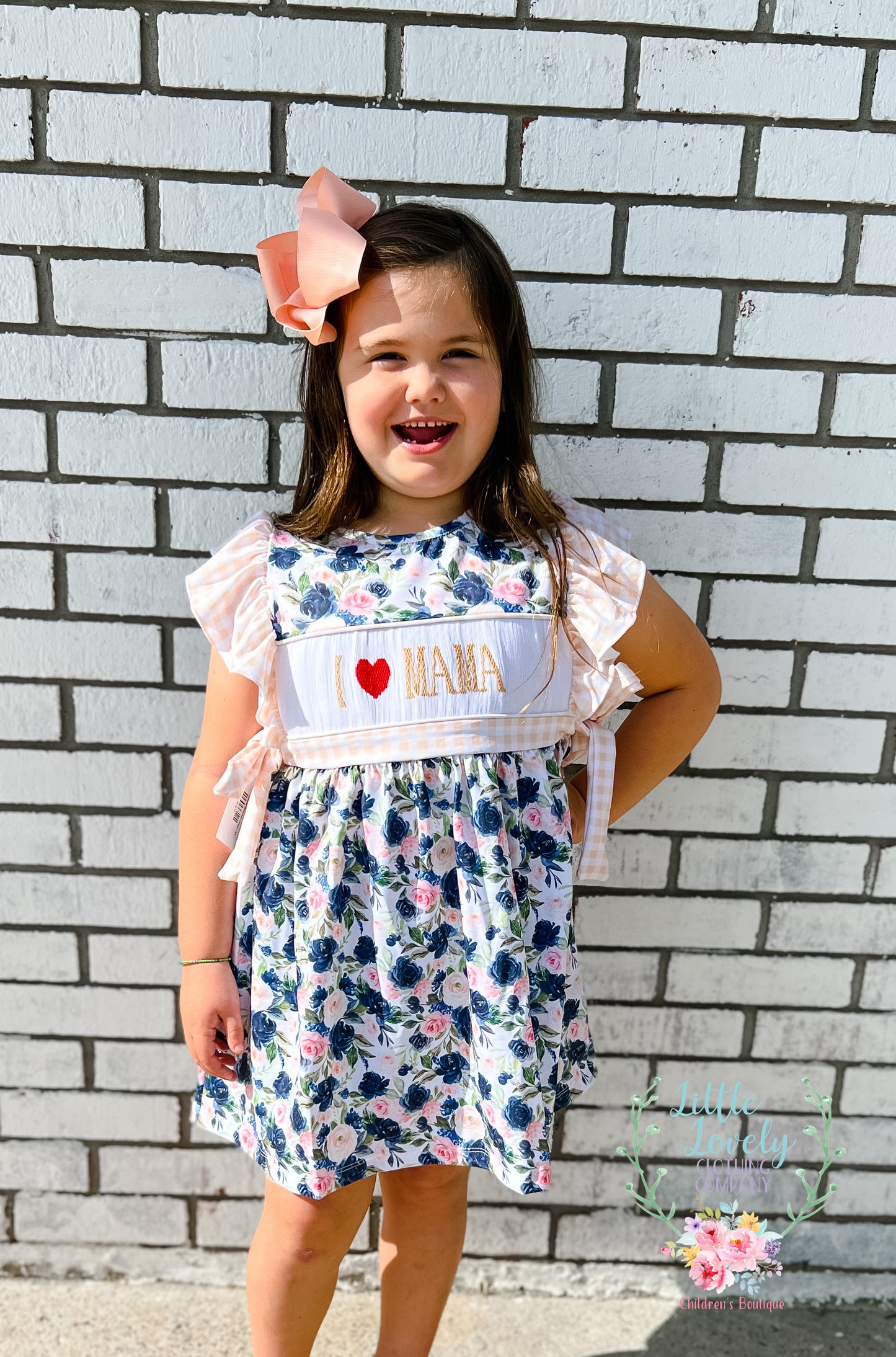 I Love Mama Smocked Dress