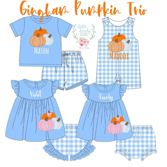 Gingham Pumpkin Trio Presale ETA Late July to LLCCO Then to Customers