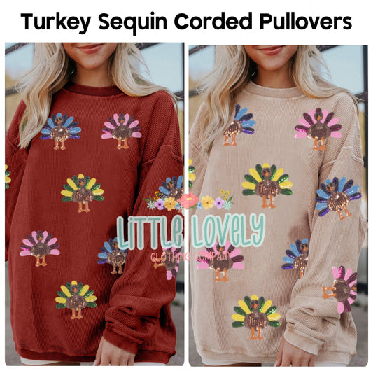 Sequin Turkey Corded Pullovers  {Pre-SALE Extras, Early Nov}