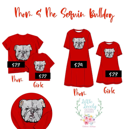 Mom & Me Sequin Bulldog Collection Presale ETA July to LLCCO Then to Customers