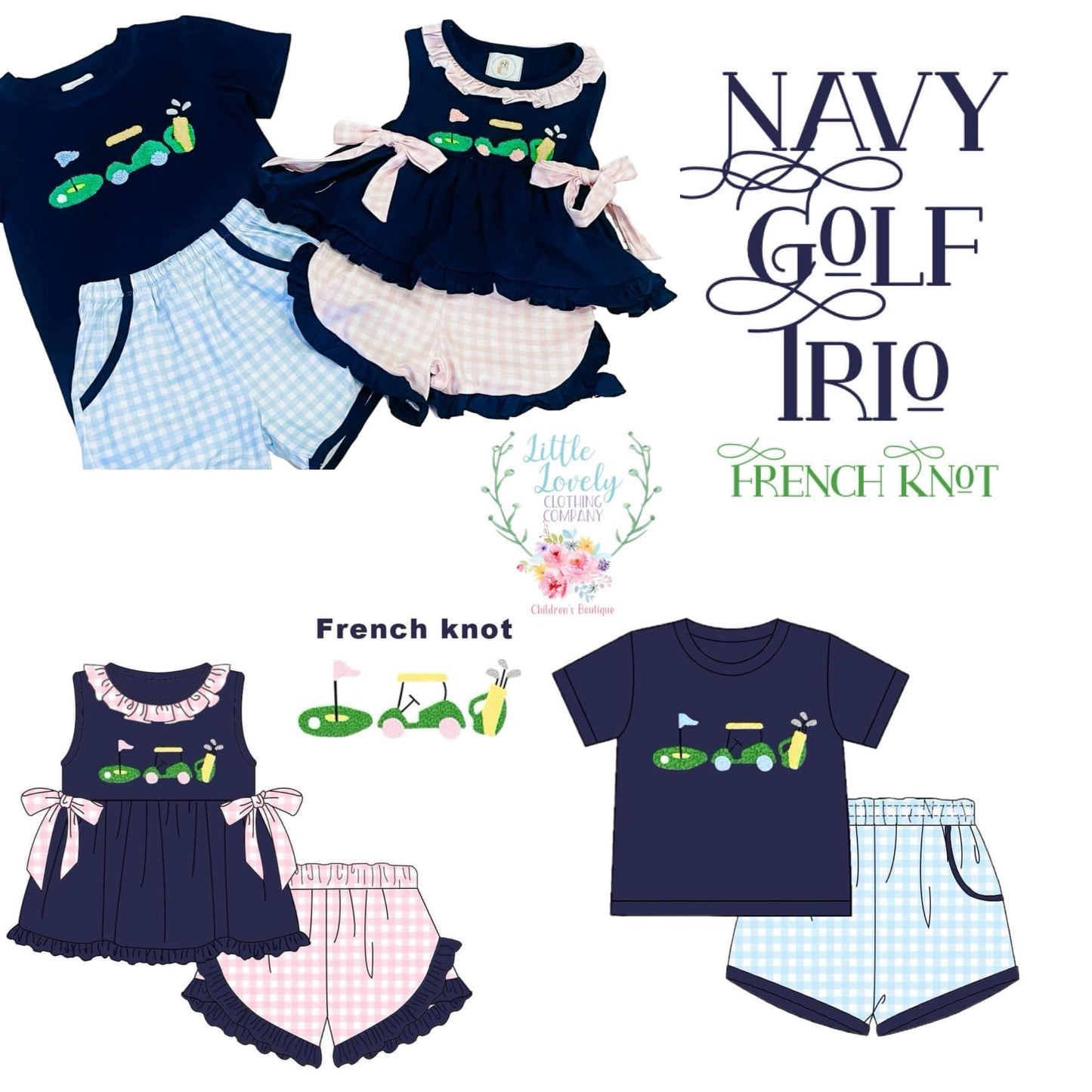 Navy Golf French Knot Collection Eta Late March to LLCCO