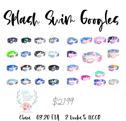Splash Swim Goggles ETA 2 Weeks to LLCCO Then to Customer